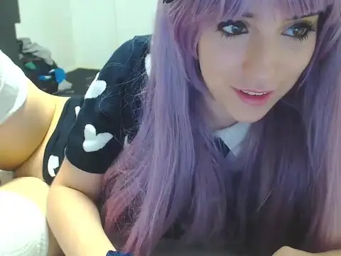 Cute anime cosplayer babe on webcam