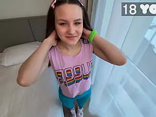 Stepdaughter-in-law opens up her little anus broad open for a enormous internal ejaculation