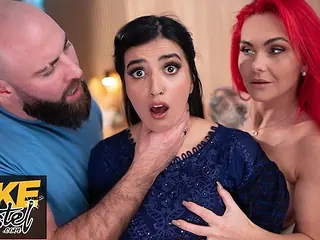 Roxi Keogh & Aaliyah Yasin have wild threesome with Brits in Faux Hostel