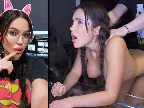 Bambola, the warm gamer stunner, gets her cock-squeezing butt poked rigid and takes a facial cumshot like a professional